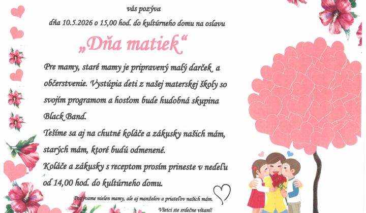 1. fotografia fotogalérie Aktuality / Pozvanie na oslavu Dňa matiek - foto